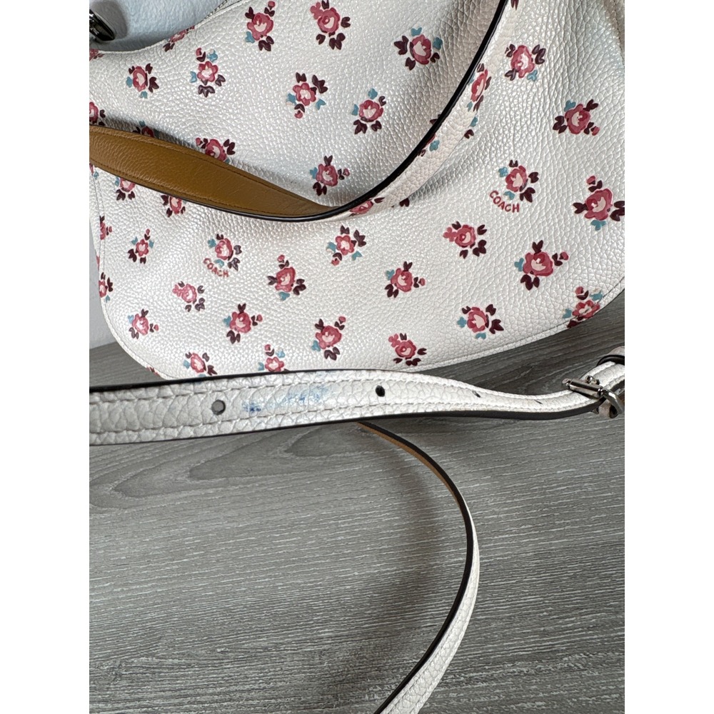 Coach Chelsea Crossbody Bag White Pebble Leather Rose Floral Print - Picture 8 of 8
